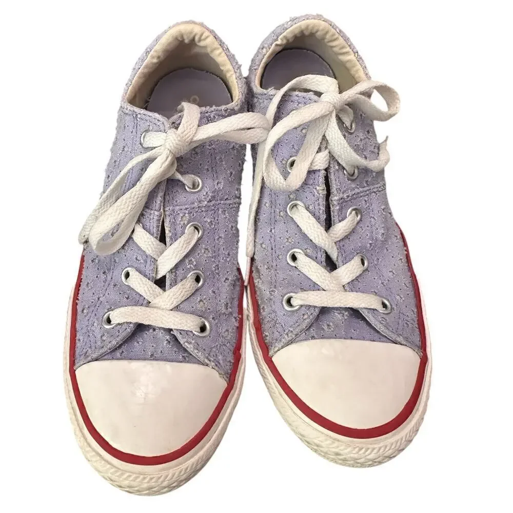 Converse Lavender Eyelet Lace Low Tops Youth 4 / Women’s 5.5